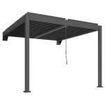 Outsunny Pergola ca. 3x3 m Aluminium Terrassenüberdachung mit verstellbar Lamellendach Wandmontage Dunkelgrau