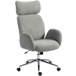 HOMCOM Fauteuil de bureau avec appuie-tête réglable, chaise de bureau ergonomique, fonction basculante, réglable en hauteur, gris foncé