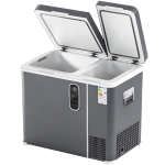 Outsunny 55L Compressor Car Fridge Freezer, Dual Zone Camping Refrigerator with App Control, Grey