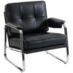 HOMCOM Fauteuil van PU-leer, accentstoel met brede zitting, hoogdicht schuim, dikke vulling, eenvoudige montage, Zwart