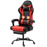 HOMCOM Chaise Gamer avec Massage Lombaire Vibrant Inclinable 155° Hauteur Réglable Appui-tête et Repose-pieds Rétractable Rouge