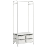 HOMCOM Suport de Haine cu Dulap pentru Pantofi, 4 Coșuri și 8 Cârlige, din Oțel și Plastic, 63x37x153 cm, Alb