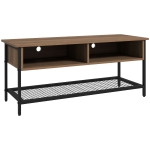 HOMCOM Mobilier TV pentru televizoare de până la 48" în stil industrial din lemn și oțel, 110x40x48cm, maro și negru