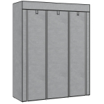 HOMCOM Armoire penderie multi-rangement - 8 étagères, 2 barres - non tissé gris clair