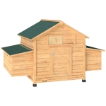 PawHut Gallinero de Madera para Exterior con 2 Nidos Bandeja Extraíble Perchas Techo Impermeable 150x100x96,5 cm Amarillo