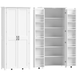 HOMCOM Dulap Modern de Bucătărie: Roți, 2 Uși, 14 Suporturi, Alb.