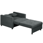 HOMCOM Poltrona Letto in Tessuto Effetto Velluto Grigio con 2 Cuscini e Spazio Contenitore, 100x98x88 cm