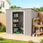 Outsunny Capanno Attrezzi con Tetto Inclinato, 2 Ingressi e Prese d'Aria, in Acciaio Zincato, 213x130x172 cm, Grigio