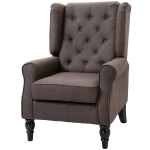 HOMCOM Fauteuil de salon capitonné avec assise large, pieds en bois, style classique, grand confort, 74 x 86 x 102 cm, marron