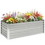 Outsunny Carré potager de jardin rectangulaire tubes de renforcement acier galvanisé 180 x 90 x 59 cm