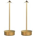 HOMCOM Juego de 2 Lámparas de Mesa LED Recargables con USB y Control Táctil y Luz Regulable Ø10x30 cm Dorado