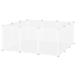 PawHut Pet Playpen DIY Small Animal Cage Open Enclosure Portable Plastic Fence 12 Panels for Hedgehog Guinea Pig White