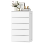 HOMCOM Commode 5 tiroirs meuble de rangement sans poignées design minimaliste 60 x 39 x 100 cm blanc
