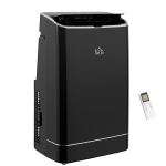 HOMCOM 14000 BTU Mobile Air Conditioner, 35m², Smart Home WiFi, with Dehumidifier, Fan, 24H Timer, Window Kit, Black