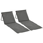 Outsunny Lot de 2 tapis de plage rembourré dossier inclinable multi-positions acier polyester gris