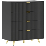 HOMCOM Elegant Four-Drawer Bedside Table - Black