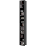 HOMCOM Rangements pour CD et DVD avec 12 compartiments, capacité max. 204 CD, 21 x 20 x 175 cm, noir