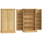 HOMCOM Armadio Cucina in Rattan 104 cm con Ripiani a 5 Livelli, 12 Scomparti per Spezie e Ripiani Regolabili, Legno Naturale