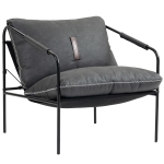 HOMCOM Butaca de Salón Moderna Sillón de Lectura Tapizado en Cuero Sintético Fundas de Cojines Extraíbles Gris Carbón