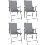 Outsunny Conjunto de 4 Sillas de Jardín Exterior Plegables con Respaldo Alto y Reposabrazos para Terraza Playa 58x62x97 cm Gris