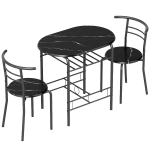 HOMCOM Set de Mesa Moderna con 2 Sillas para Comedor, Set 3 Piezas Muebles Ahorraespacio para Cocina, Balcón, Restaurante o Bar, Marrón y Negro