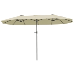 Outsunny Sombrilla Doble 4x2,2 m Sombrilla Terraza Exterior con Manivela Manual Impermeable y Protección UV30+ Crema