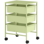 HOMCOM Carrinho Auxiliar com Rodas Carrinho de Cozinha de 3 Níveis com 3 Cestos e Estrutura de Aço 40,8x33,5x60,5 cm Verde