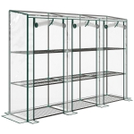 Outsunny Invernadero de Exterior con Estantes de 3 Niveles Puertas con Cremallera y Marco de Acero 215x46x151 cm Transparente
