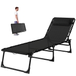 Outsunny Bain de Soleil transat Pliable Dossier inclinable Multi-Positions 189 x 58 x 30cm Acier Lacets élastiques textilène noir