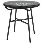 Outsunny Table basse ronde de jardin en résine aspect rotin métal et plateau verre trempé Ø 50 x 50 cm noir