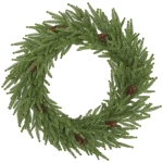 HOMCOM Weihnachtskranz mit Zapfen, Türkranz Künstlicher Weihnachtskranz für Tür Grün, Ø60 x 15 cm