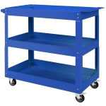 DURHAND Chariot desserte d'atelier acier 3 plateaux sur roulettes avec poignée charge max. 150 kg 83 x 35,3 x 76 cm acier bleu
