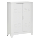 HOMCOM Aktenschrank Metallschrank Mehrzweckschrank mit magnetischer Lamellen-Doppeltür 75 x 33 x 110 cm Weiß