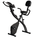 HOMCOM Bicicleta Estática Plegable 3 en 1 con Respaldo y 8 Niveles Resistencia Magnética, Bicicleta Estática para Casa Ajustable con Monitor LCD Volante Banda Sensor de Pulso Soporte de Teléfono Negro
