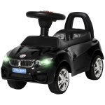 HOMCOM Porteur enfants voiture, véhicule à pousser avec coffre à jouets, klaxon, phares et musique, 63,5 x 28 x 36 cm, noir