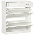 HOMCOM Meuble à chaussures 2 tiroirs et 2 portes abattantes avec étagère réglable 80 x 30 x 91,5 cm poignées alu. naturel