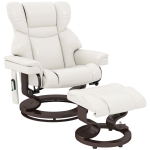 HOMCOM Relaxsessel mit Massagefunktion und Fußhocker, Liegesessel, Kunstleder, 79 x 82 x 101 cm, Cremeweiß