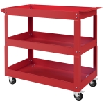DURHAND Chariot desserte d'atelier acier 3 plateaux sur roulettes avec poignée charge max. 150 kg 83 x 35,3 x 76 cm acier rouge