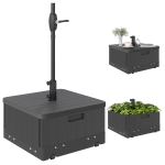 Outsunny Pied de parasol base de lestage parasol table d'appoint jardinière avec drainage roulettes et poignées PE et métal noir