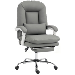 HOMCOM Ergonomic Executive Office Chair, Velvet Reclining Desk Chair with Lumbar Support, Footrest, Plush Thick Cushion, Grey