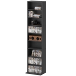 HOMCOM Rangements pour CD et DVD 9 compartiments et 6 étagères réglables capacité max. 260 CD/120 DVD 33 x 24 x 140 cm noir