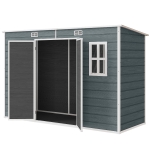 Outsunny Abri de jardin en plastique, avec plancher, 303 x 123 x 197 cm, effet bois gris