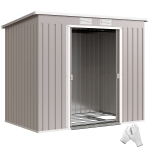 Outsunny Cobertizo de Jardín Exterior 2,42 m² 213x130x172 cm con Puerta Corredera Techo Inclinado Base y 2 Ventanas Gris Claro