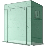Outsunny Serre de jardin murale adossée avec 1 porte enroulable, bâche PE renforcée, 2 fenêtres, dim. 196L x 77l x 197/178H cm