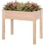 Outsunny Jardinière surélevée en Bois, Carré Potager sur Pied surélevé, Trous de Drainage, Tissu non tissé, 86x46x76 bois naturel