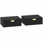 HOMCOM Modern Floating Nightstands Set of 2, Wall Mounted Bedside Tables with Wave Drawer Black