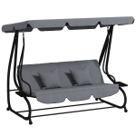 Outsunny Three-Person garden Swing Chair, with Adjustable Canopy - Dark Grey