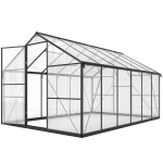 Outsunny Serre de jardin en aluminium polycarbonate, serre avec fenêtres supérieures réglables 363x247x205cm noir