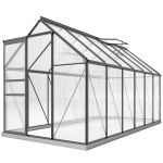 Outsunny Serre de jardin en aluminium polycarbonate avec fondation, serre avec fenêtre réglable porte coulissante 190x375x199cm
