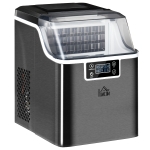 HOMCOM Macchina per Ghiaccio 20kg in 24 Ore, 24 Cubetti in 14-18 Minuti e Sistema Autopulente, Nero